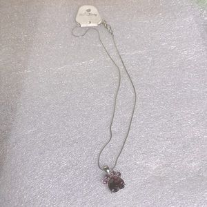 Fashion Jewelry purple crystal paw silver chain necklace